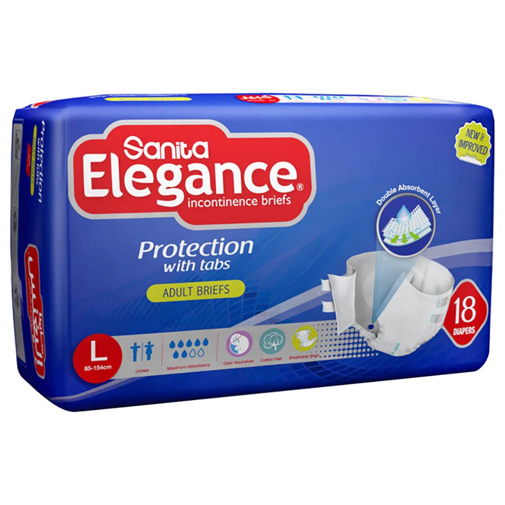 Sanita Elegance - Unisex Adult Diapers Large 85-154cm 18pcs