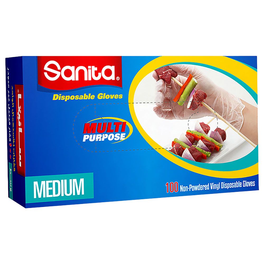 Sanita -Disposable Non-Powdered Gloves Medium 100 Gloves