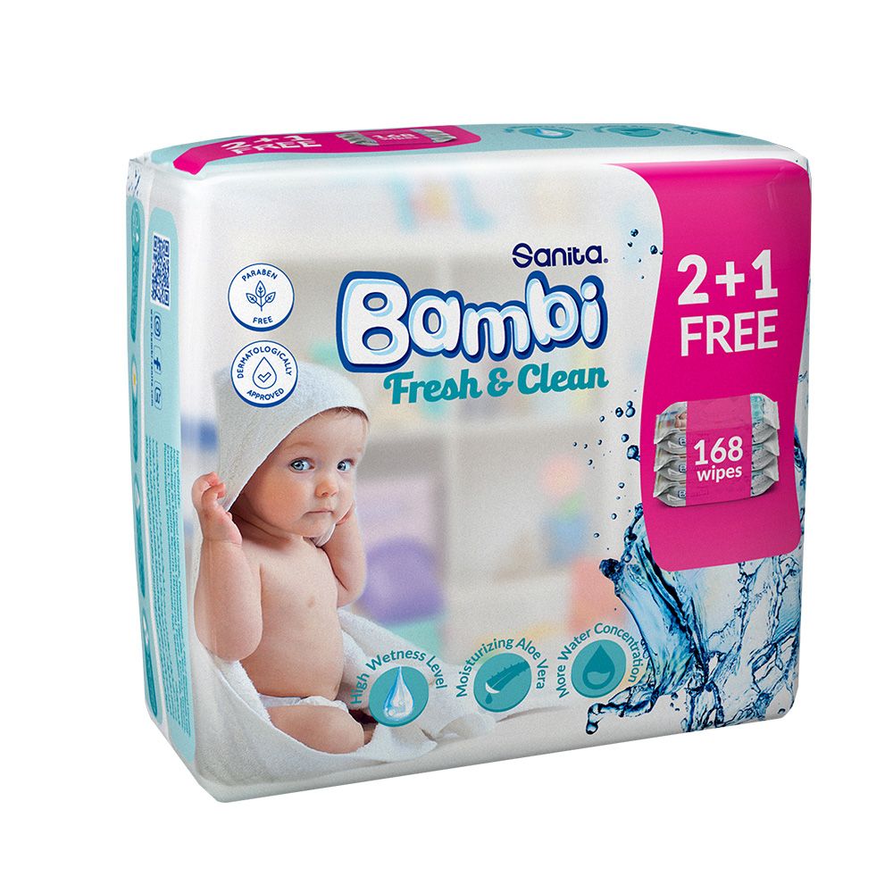 Sanita Bambi - Baby Wet Wipes Everyday Clean - 64X3 cm - 192 Wipes