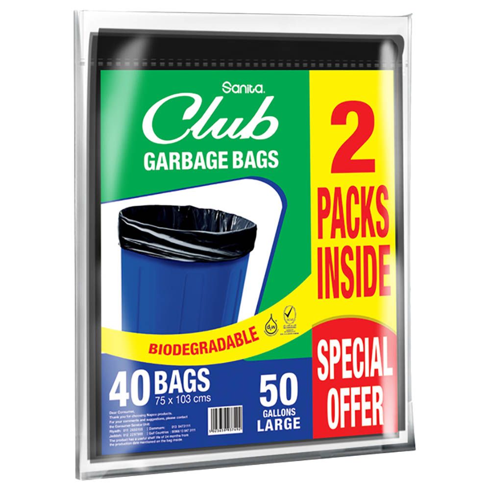 Sanita - Garbage Bags Biodegradable - 50 Gallons - 20 Bags X5