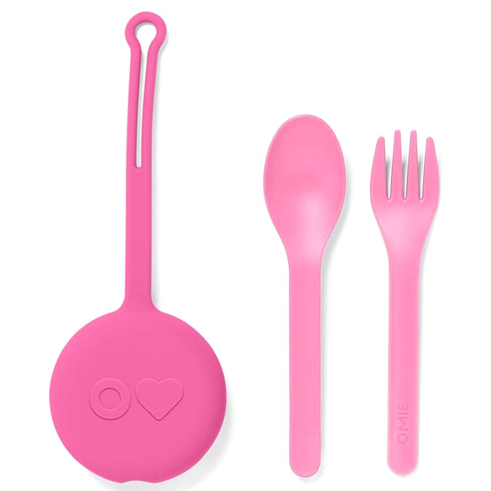 Omiebox - Utensil + Holder Set - Pink