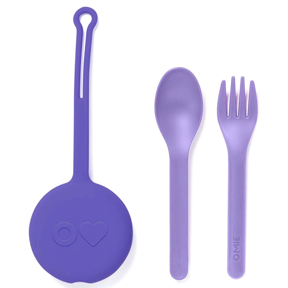 Omiebox - Utensil + Holder Set - Purple