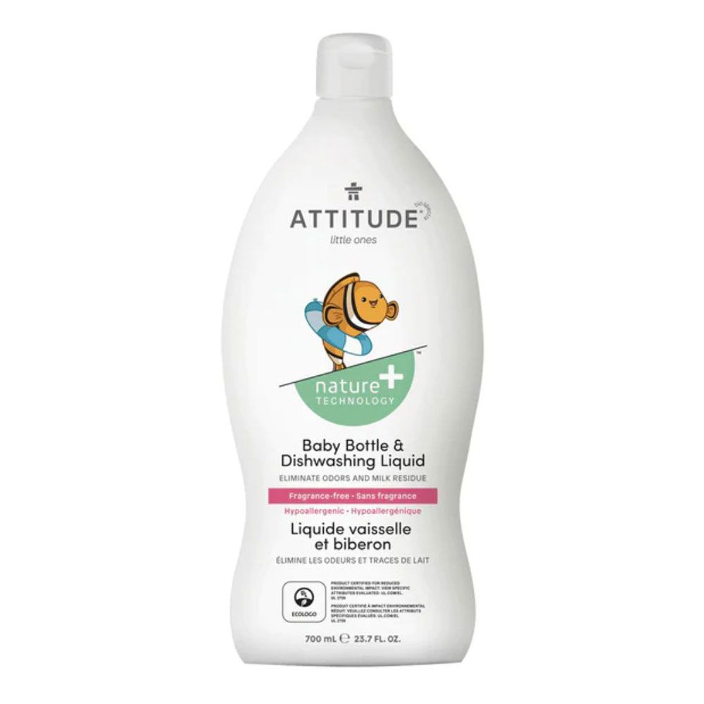 Attitude - Fragrance Free Baby Bottle & Dishwashing Liquid 700ml