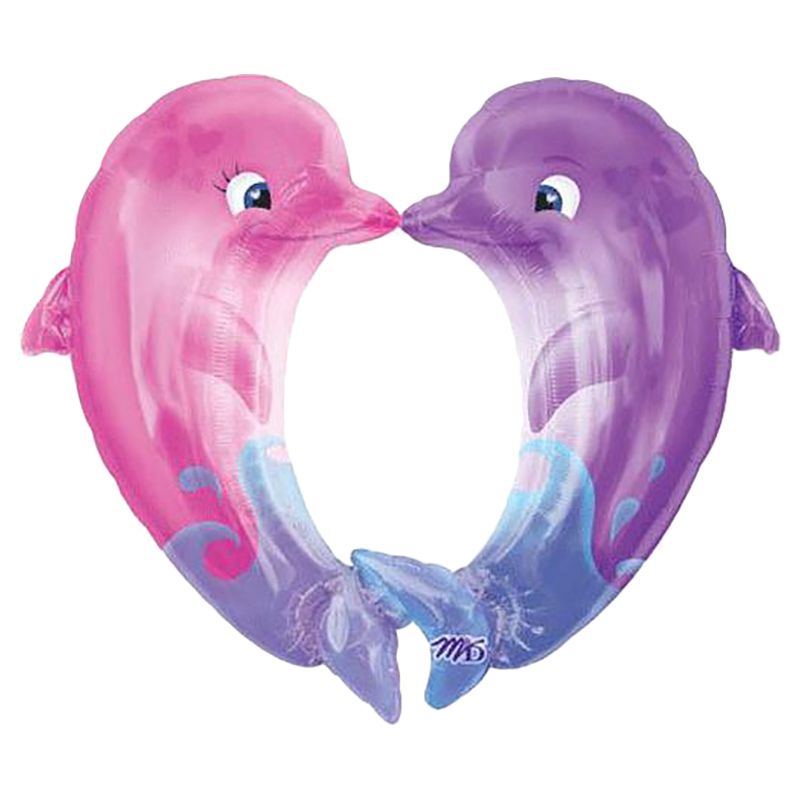 Kissing Dolphins Foil Balloon 34 x 30in