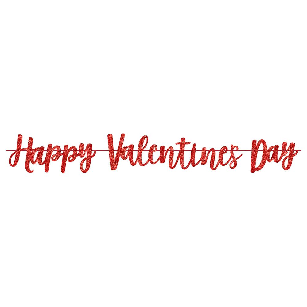 Happy Valentine's Day Glitter Banners - Red