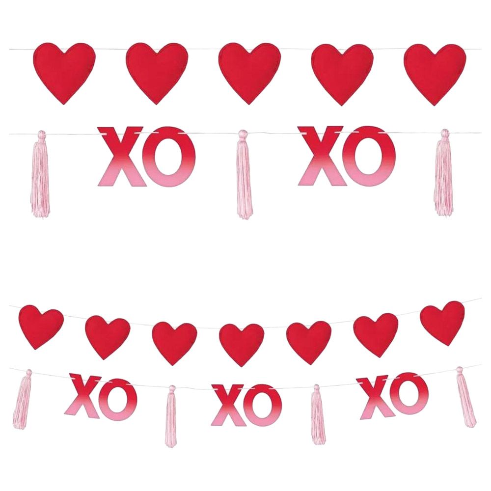 Party Centre - Xoxo Tassel & Stuffed Hearts Banner Set