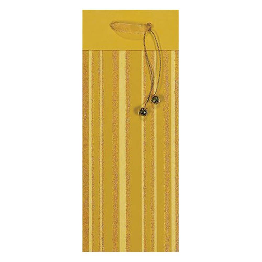 Jingle Striped Wine Bottle Bag - Gold