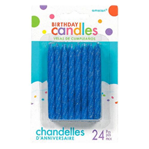 Amscan - Spiral Glitter Candles Large 24pcs - Blue