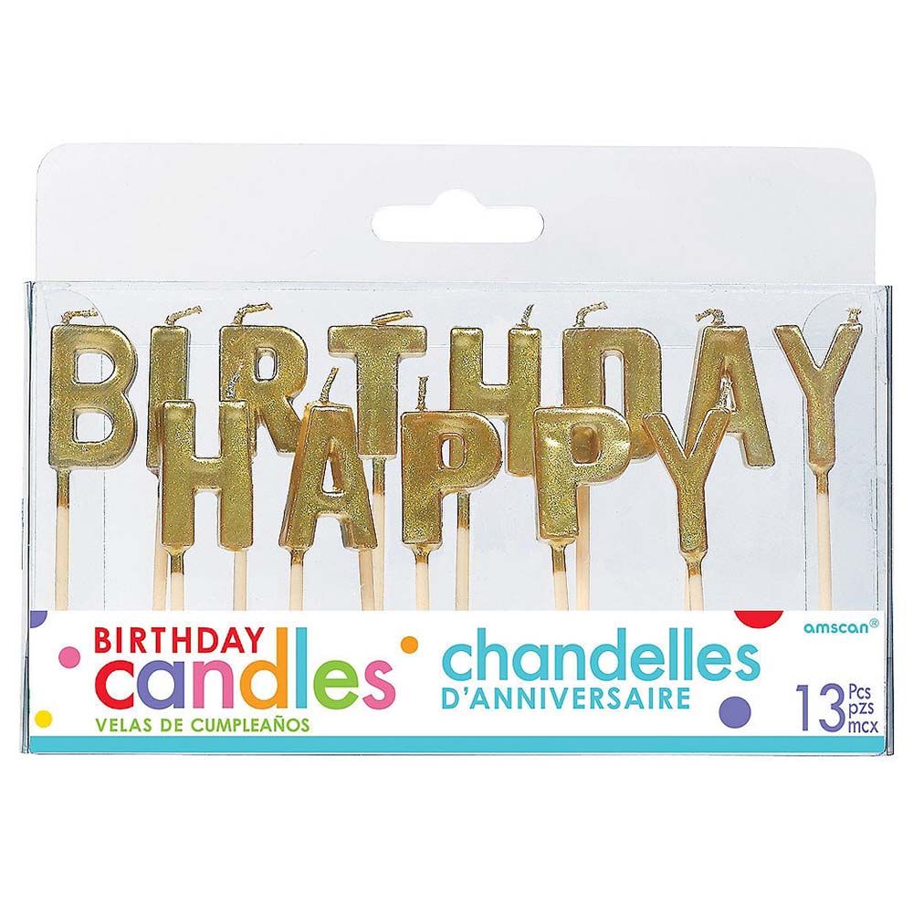 Amscan - Happy Birthday Gold Pick Candles