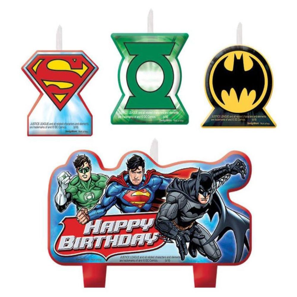 Justice League Birthday Candle Set 4pcs