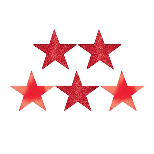 Amscan - Star Foil Cutouts 5" 5pcs - Apple Red