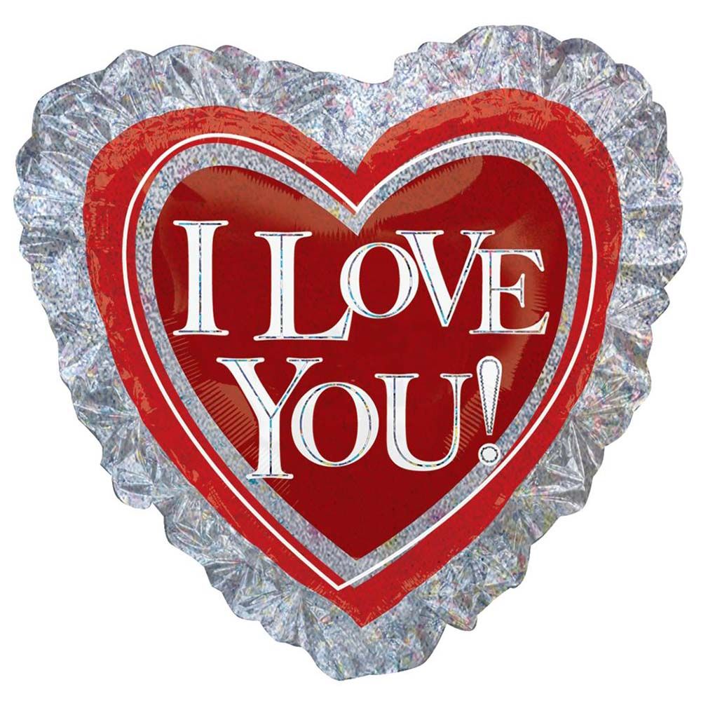 Love You Heart Ruffle Foil Balloon 28in