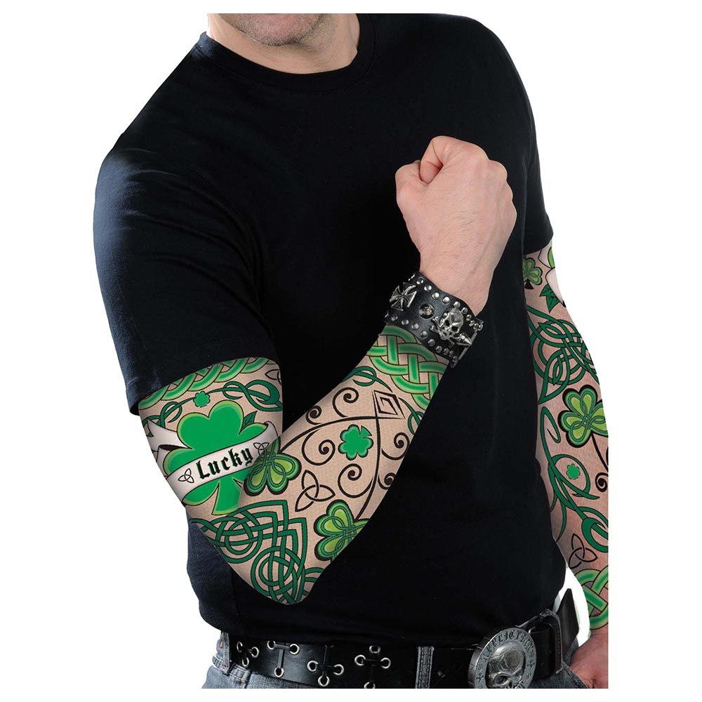 Party Centre - St.Patrick'S Fabric Arm Tattoo Sleeves - 2pc-Set