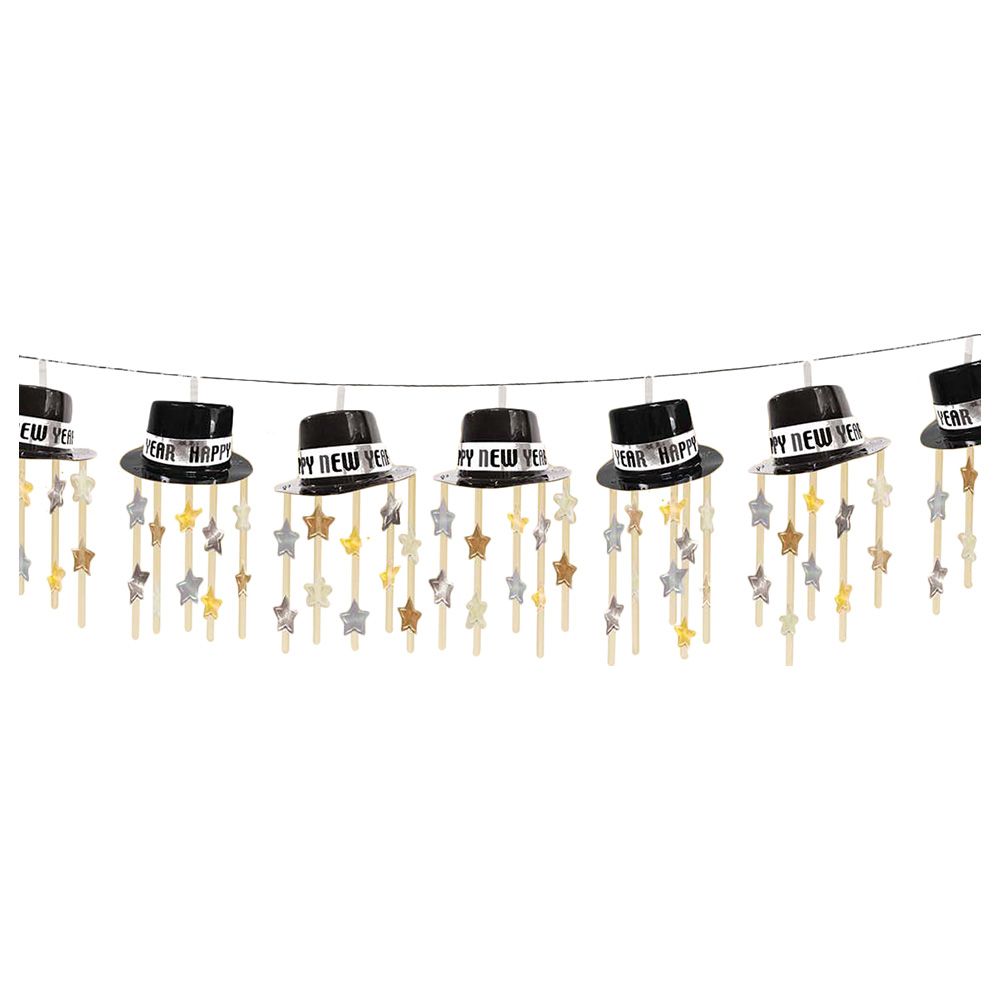 Party Centre - New Year Top Hat Garland - Silver