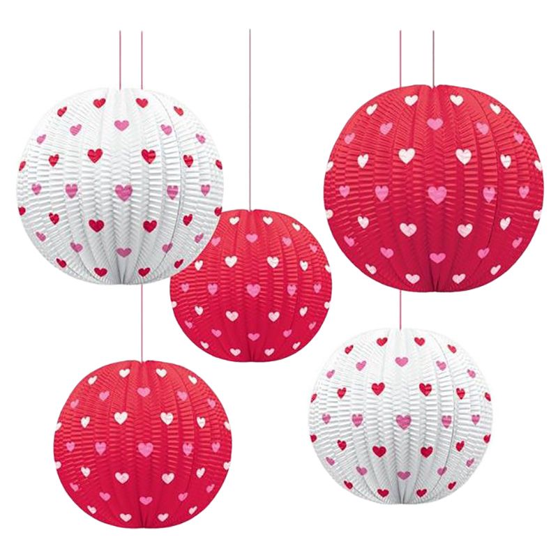 Valentine Printed Mini Lanterns 5pcs