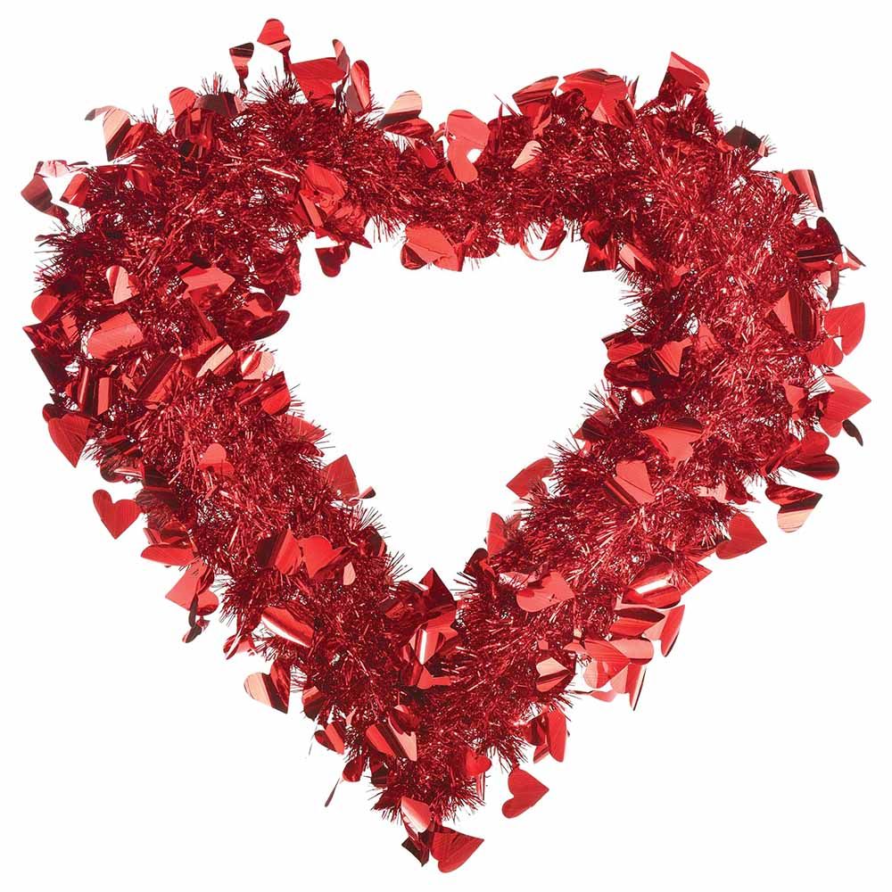 Valentines Heart Wreath Tinsel - Red