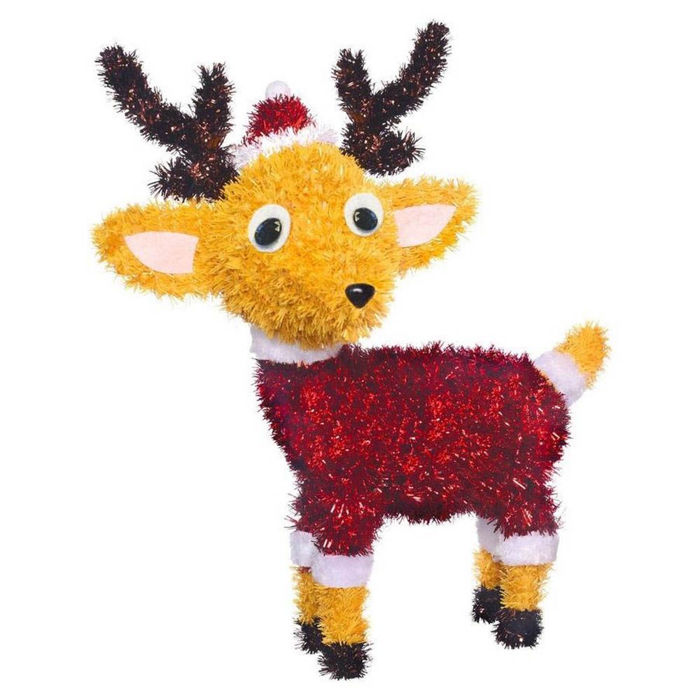 Amscan - Deluxe 3D Reindeer w/ Santa Hat Tinsel & Fabric