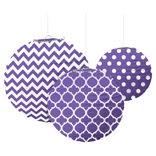 Amscan - Round Paper Lanterns 9" 3pcs - Purple