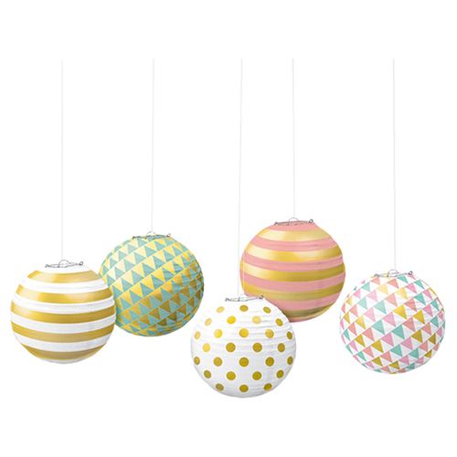 Amscan - Pastel Foil Hot Stamp Paper Hanging Lanterns 5pcs