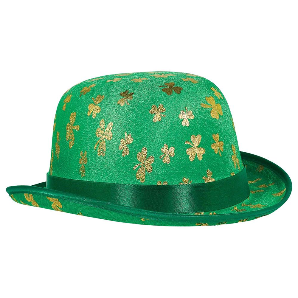 Party Centre - St.Patrick'S Day Gold Shamrock Derby Hat - Green