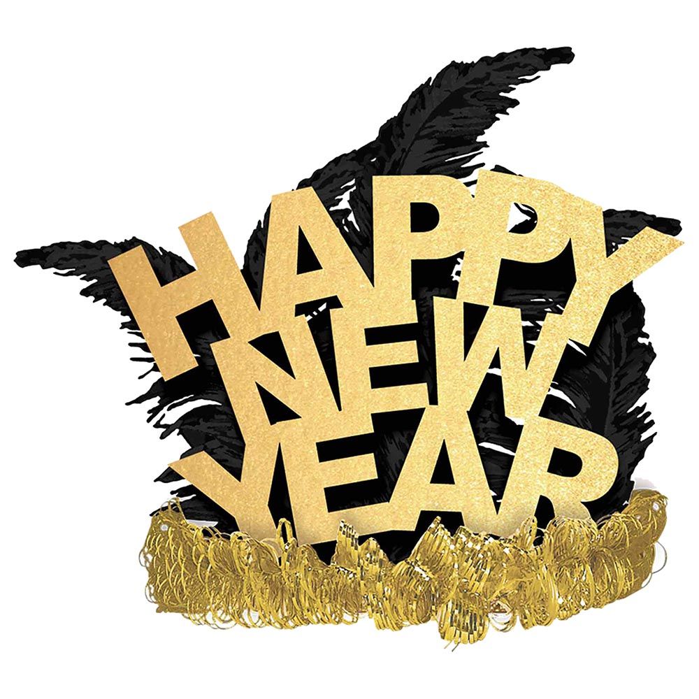 Amscan - Happy New Year Gold Paper & Feathers Tiara