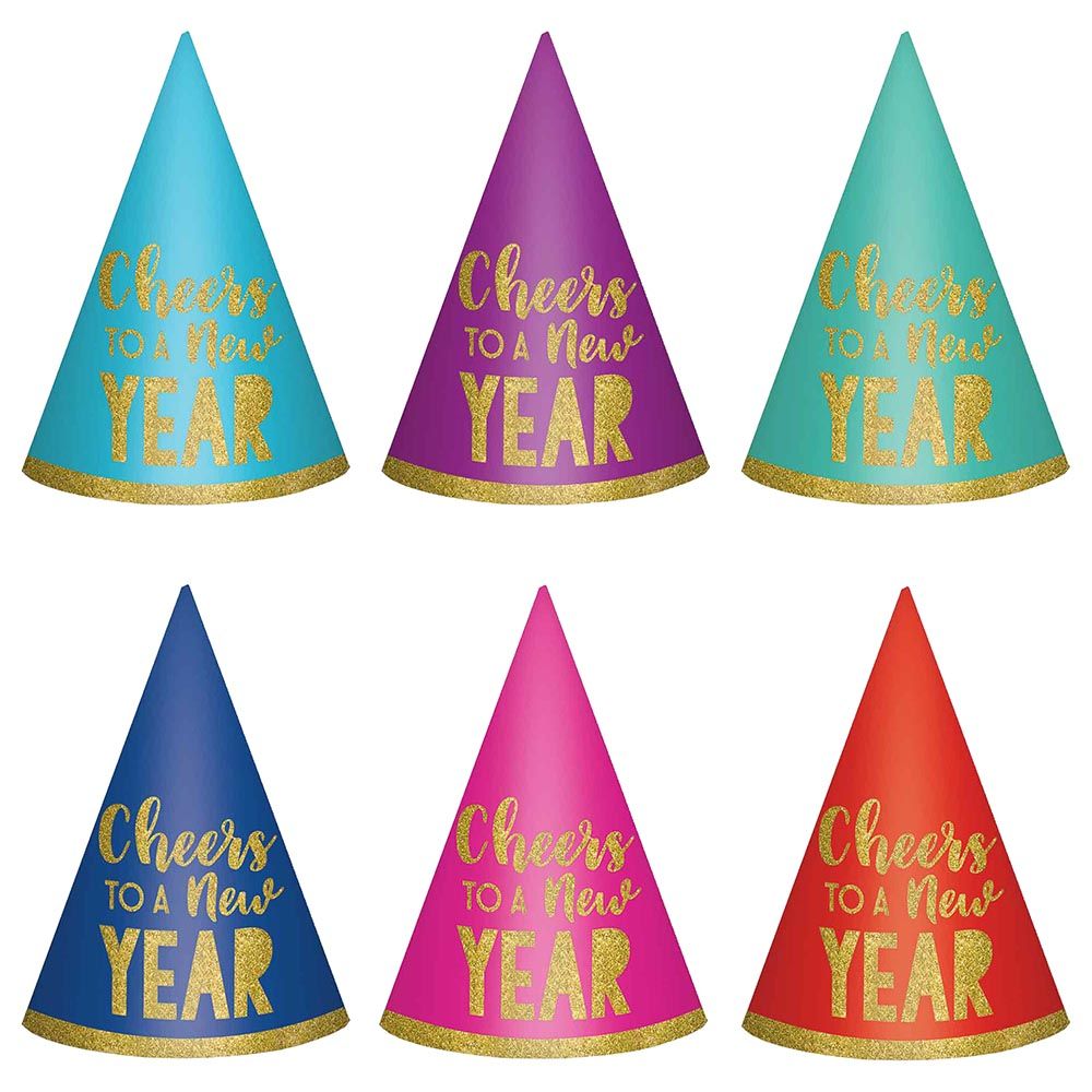 Amscan - New Year's Cone Hats 7" Pack of 6