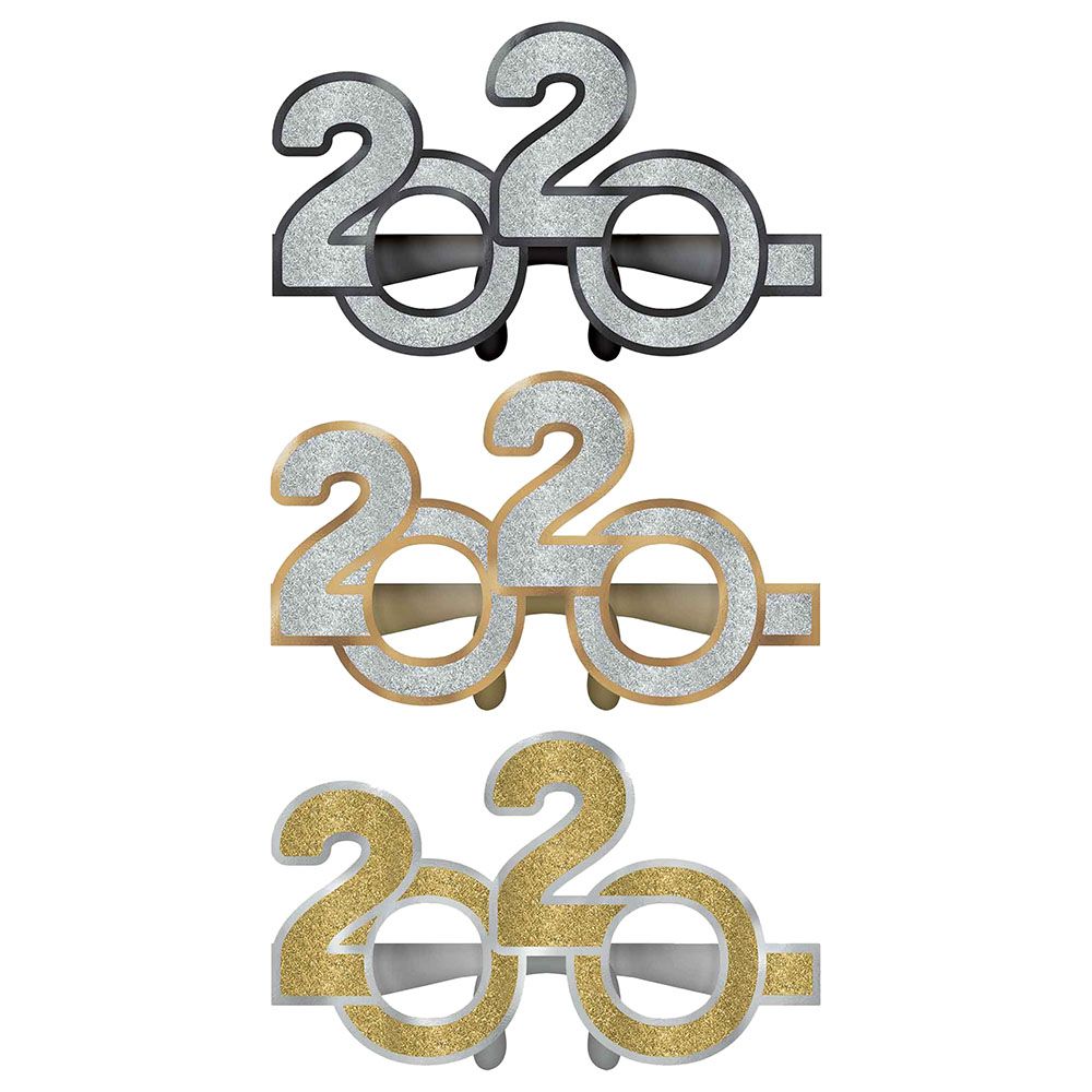 Amscan - 2020 New Year's Paper Glitter Glasses Pack Of 6