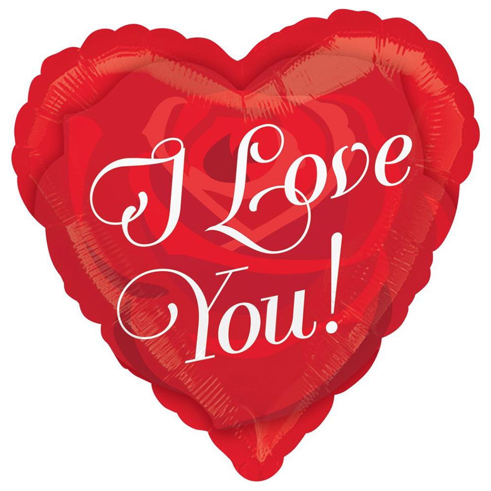 Love You Rose Heart Foil Balloon 18in