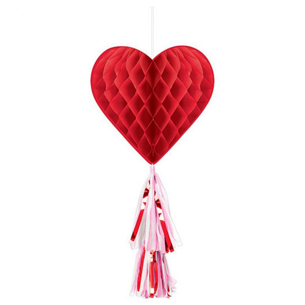 Valentines Honeycomb With Tail 22 in - Red