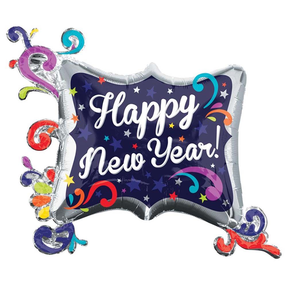 Anagram - Happy New Year Swirl Frame Super Shape Balloon