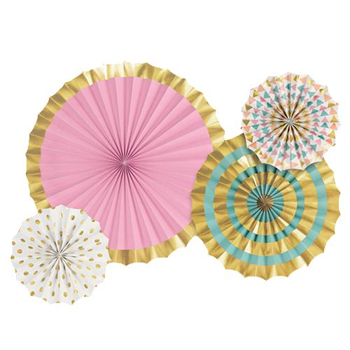 Amscan - Pastel Foil Hot Stamped Paper Fans 4pcs