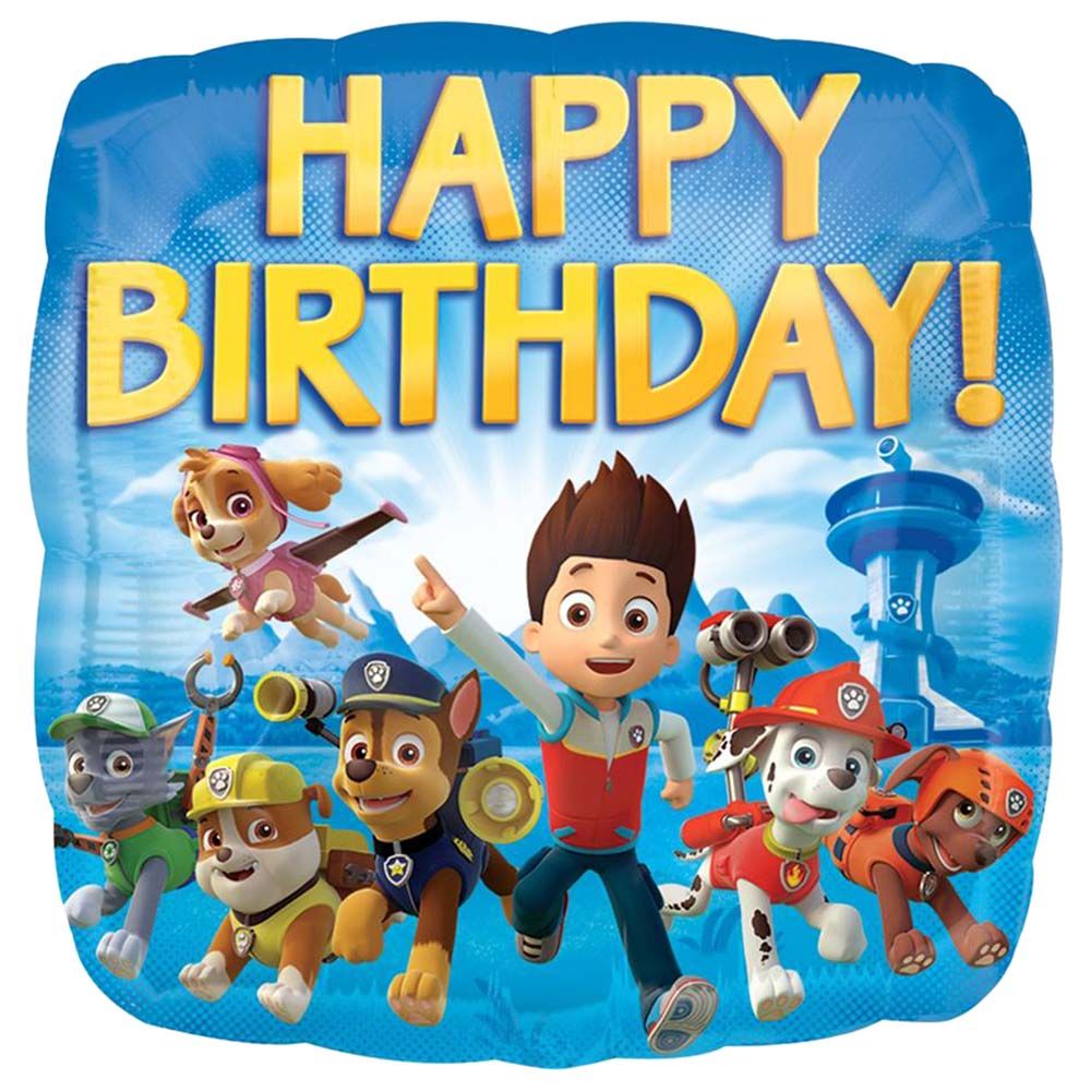 Paw Patrol Happy Birthday Square Balloon