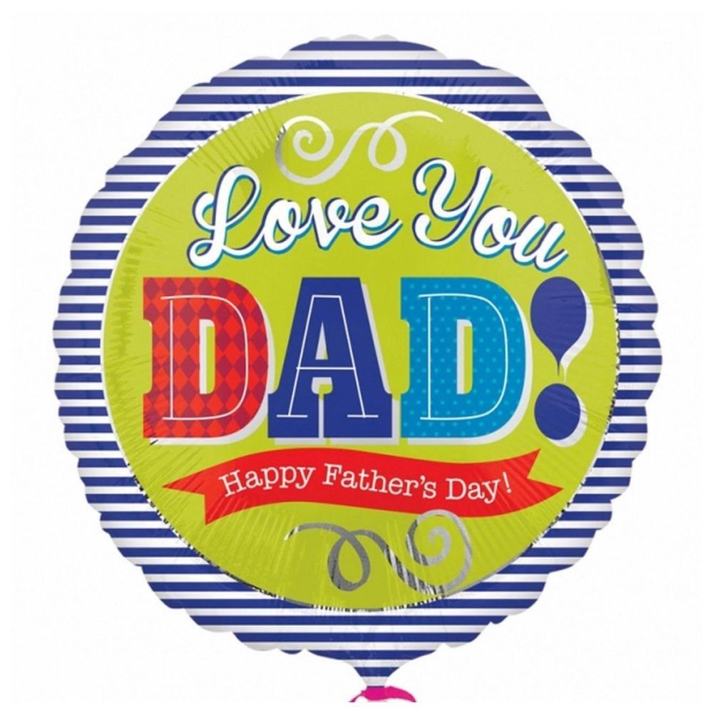 Party Centre - Dad Blue Stripes Foil Balloon 18-inch