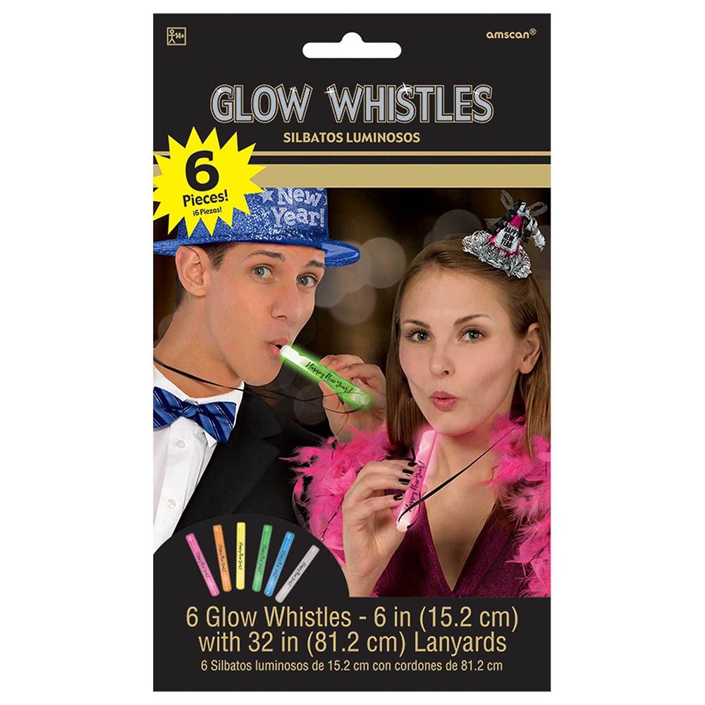 Party Centre - New Year's Glow Whistles - 6pc-Set