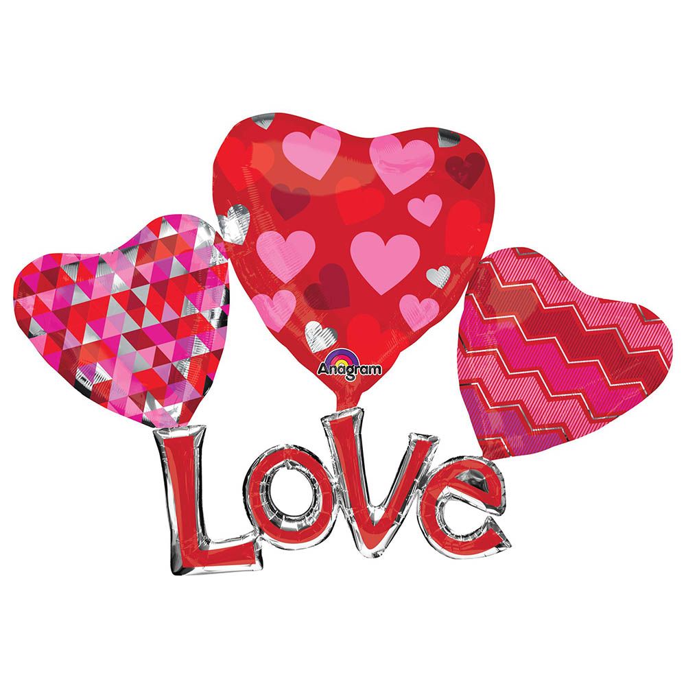 Valentines Floating Love Multi Foil Balloon 58 x 41in