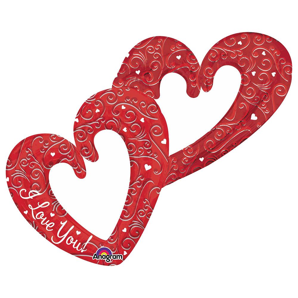 Love interlocking Hearts Multi Foil Balloon