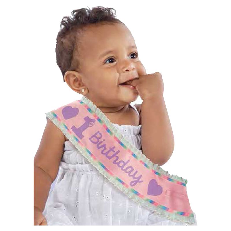 Amscan - 1st Birthday Girl Sash Fabric - Pink