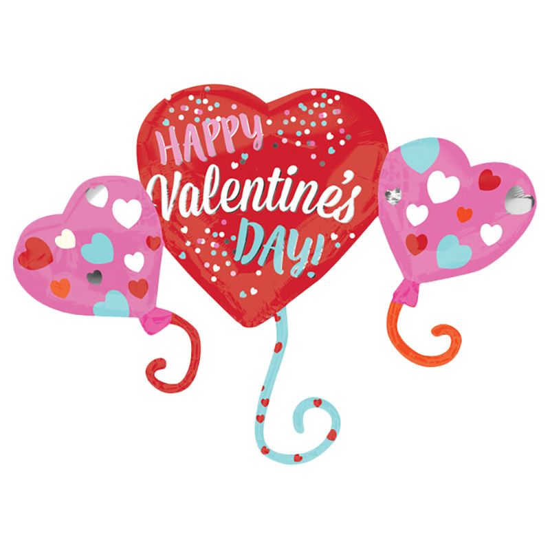 Valentines Hvd Hearts Supershape Balloon 38 x 27in