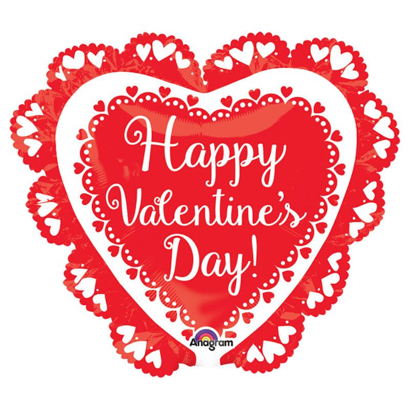 Happy Valentine Day Doily Balloon - Red