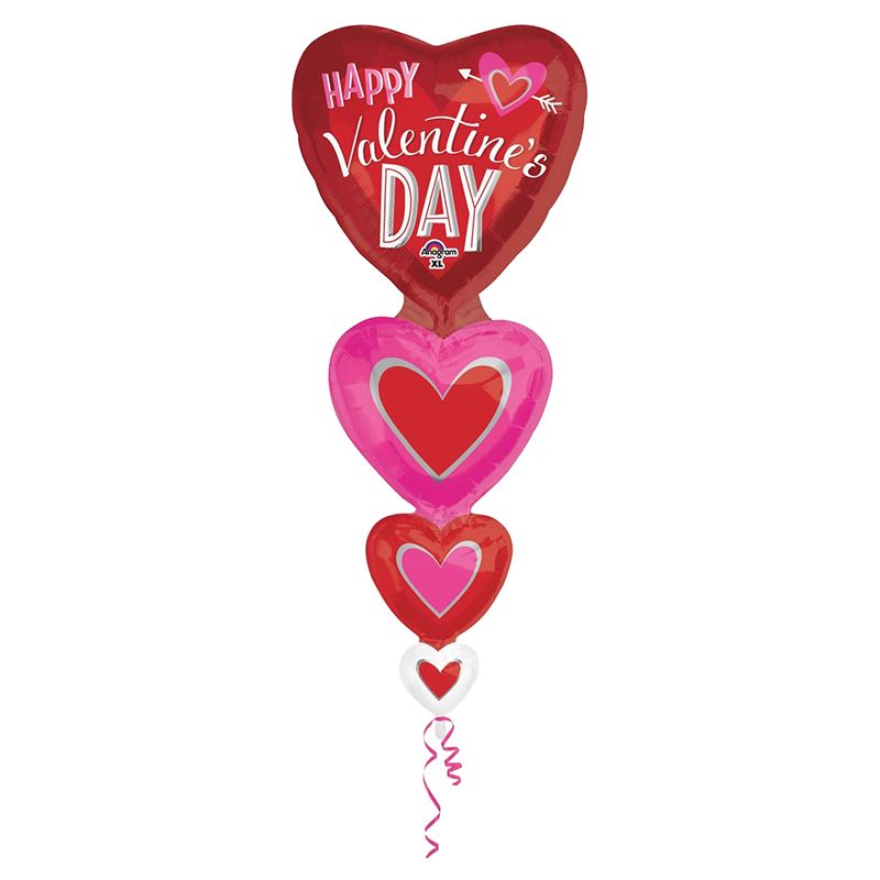 Happy Valentine Day Vertical Hearts Balloon