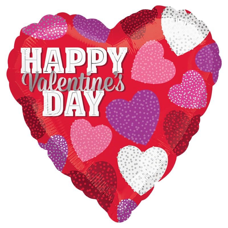 Happy Valentines Day Hearts Foil Balloon 18in