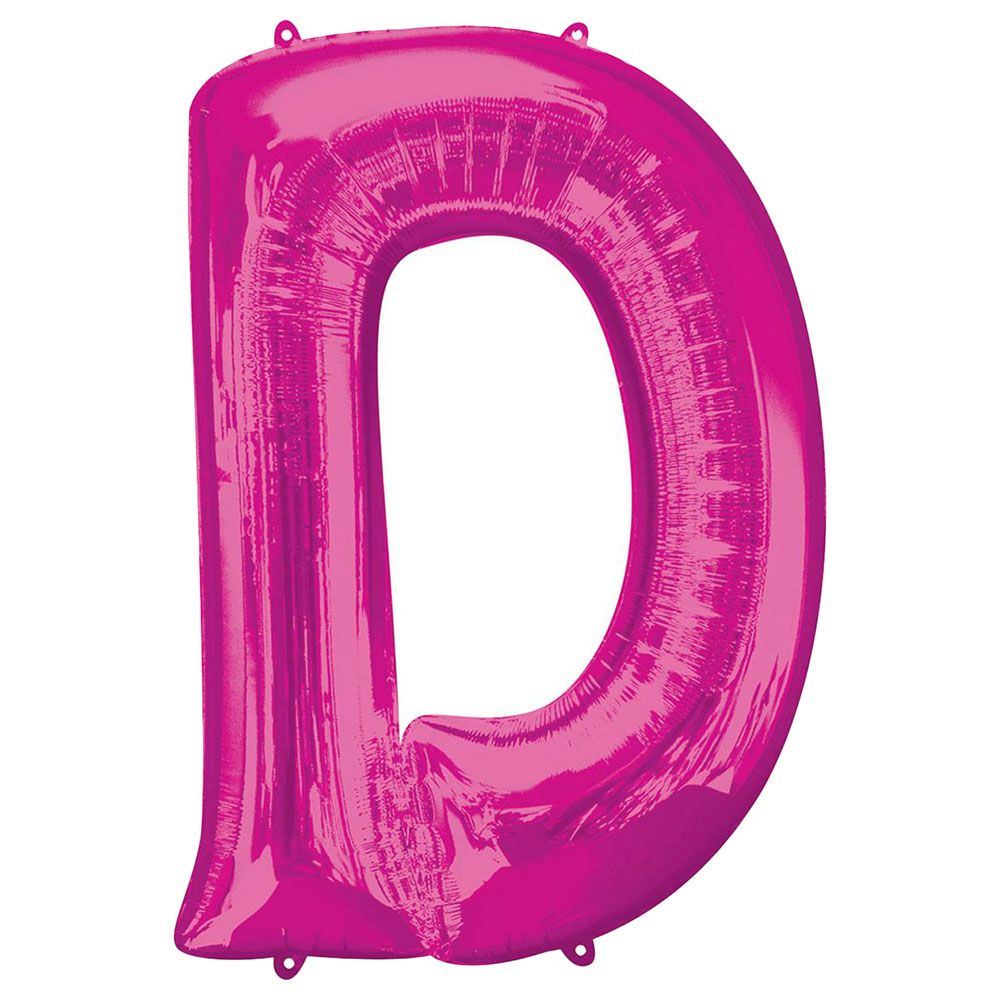 Party Centre - Letter D SuperShape Foil Balloon - Pink