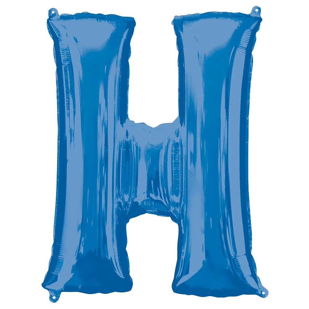 Party Centre - Letter H SuperShape Foil Balloon - Blue