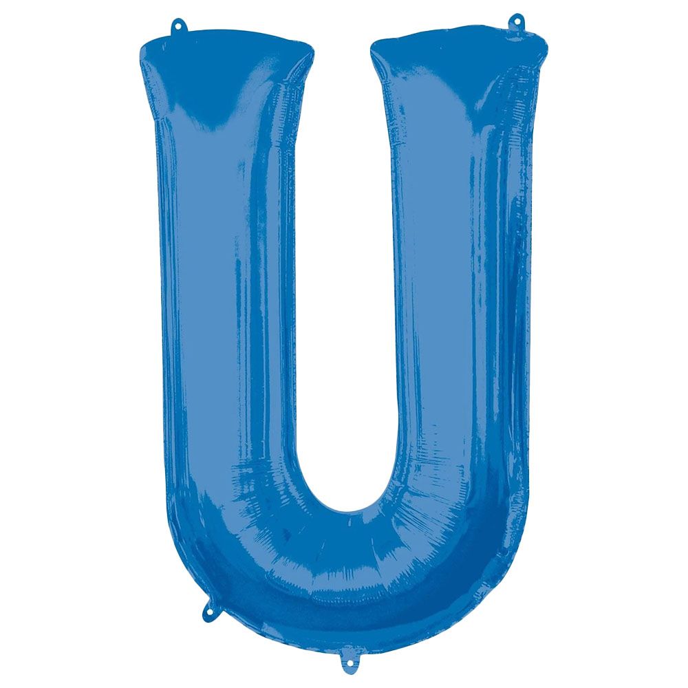 Party Centre - Letter U SuperShape Balloon - Blue