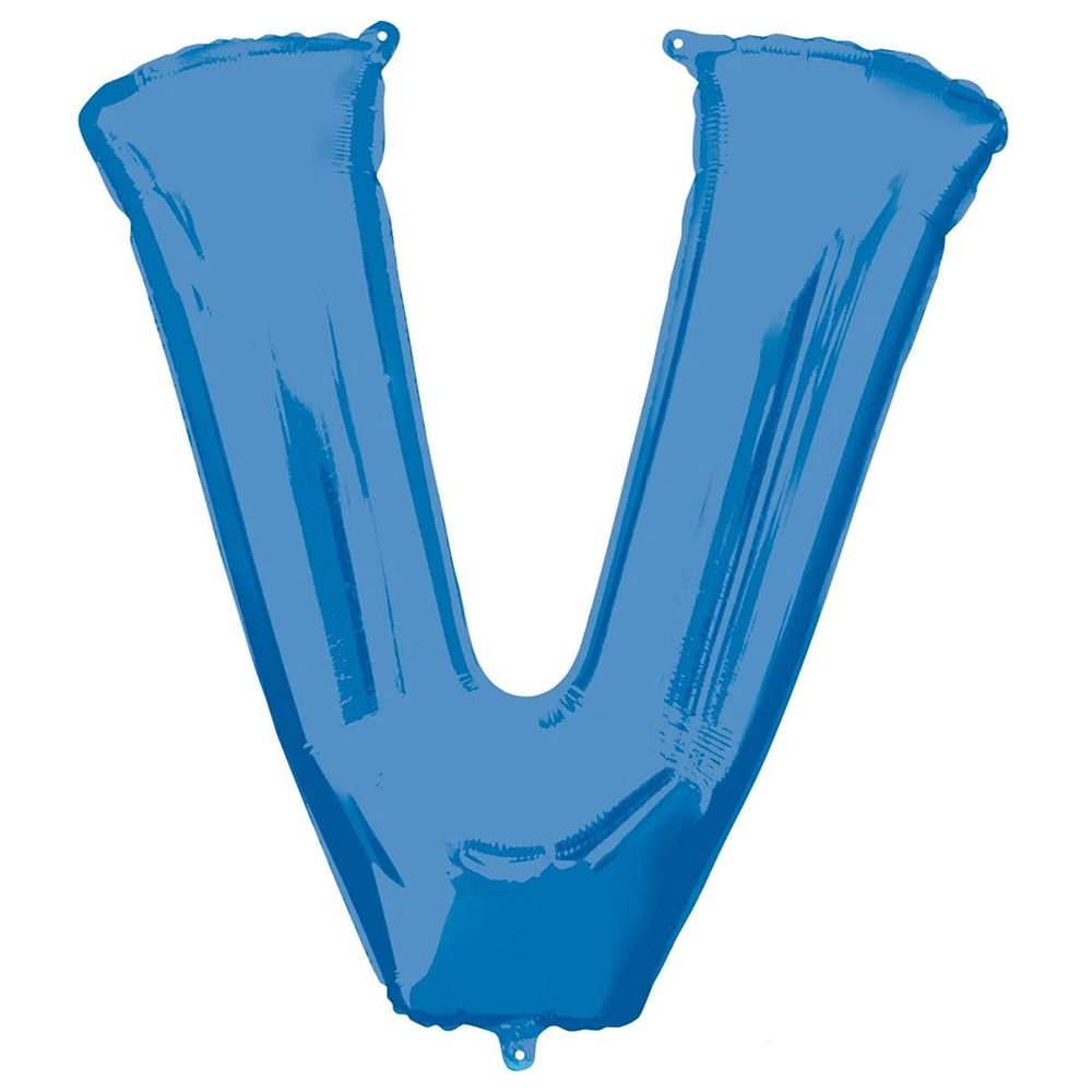 Party Centre - Letter V SuperShape Foil Balloon - Blue