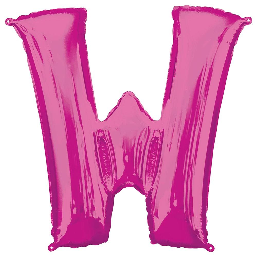 Party Centre - Letter W SuperShape Foil Balloon - Pink