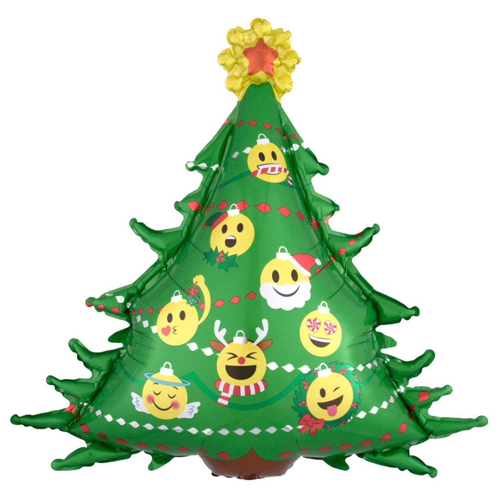 Emoticon Christmas Tree Supershape Foil Balloon