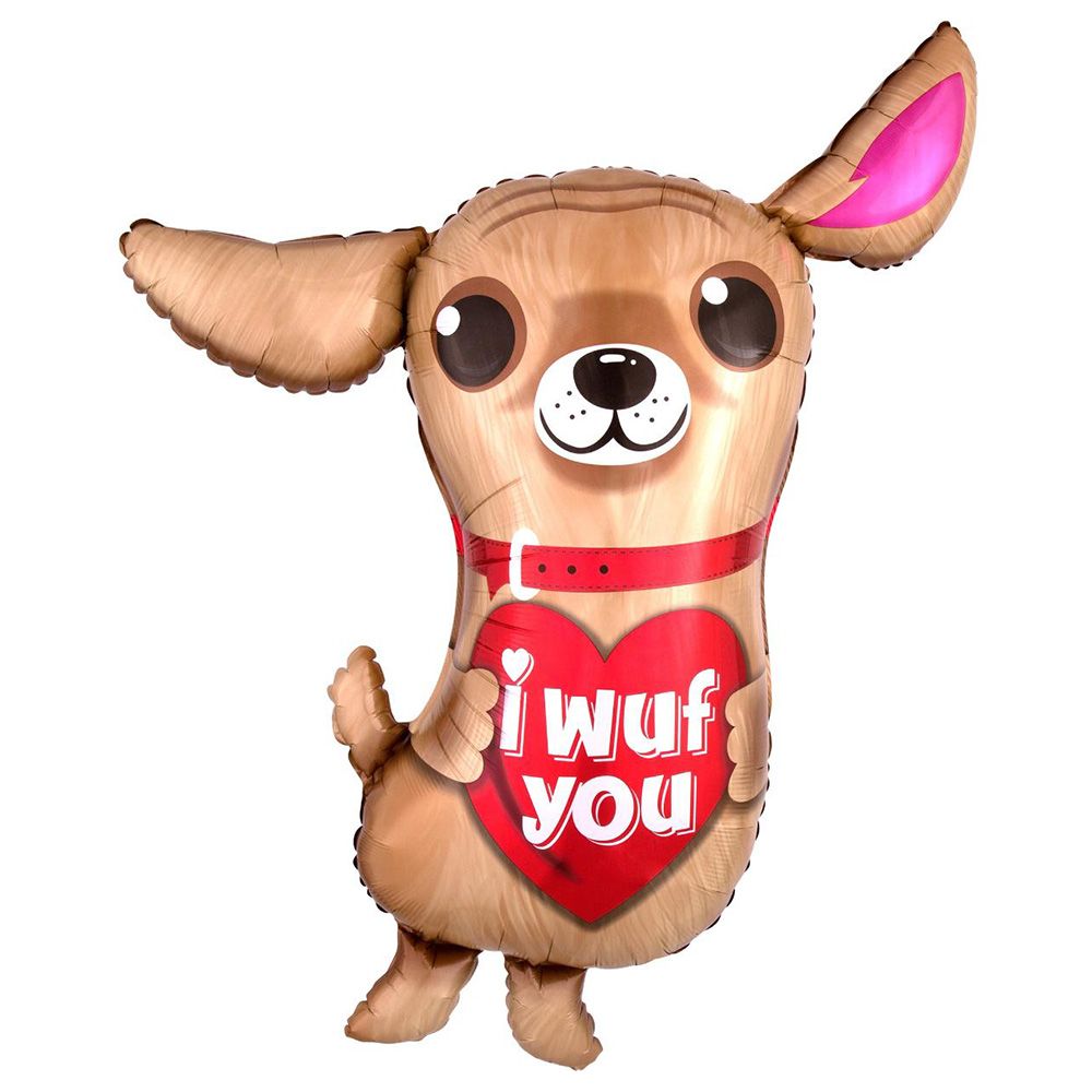 Valentines I Wuf You Supershape Foil Balloon 66 x 91cm