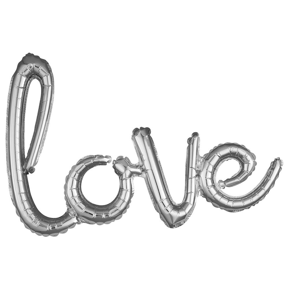 Love Script Phrase Foil Balloon - Silver