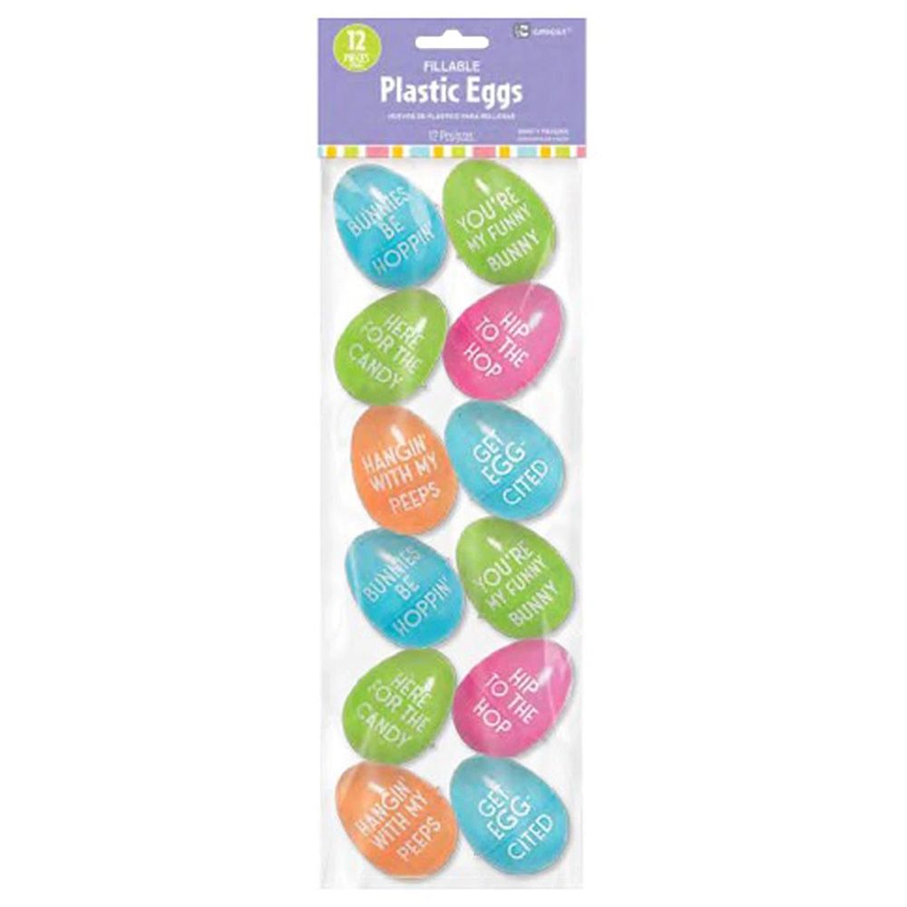 Party Centre - Easter Sayings Eggs Small - 12pc-Set